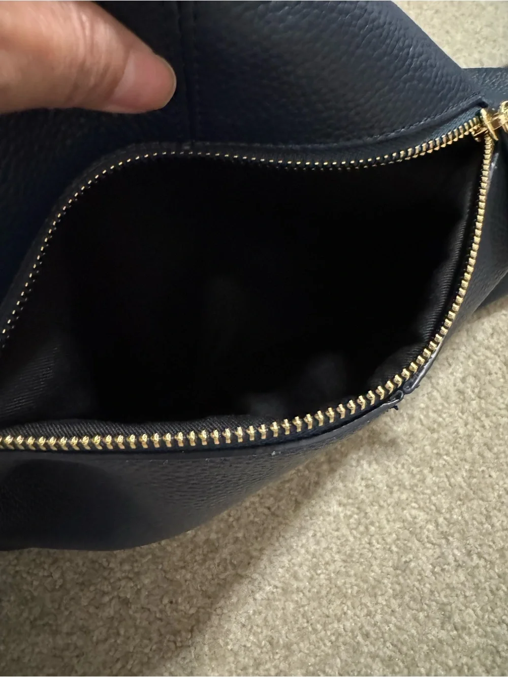 LAGGO Bella Hobo Bag Navy Pebbled Leather Slouchy Ruched Handle-Medium